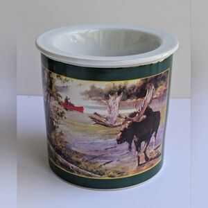 Dip Chiller Northern Landscape Ceramic Server Moose Design Rustic Cabincore